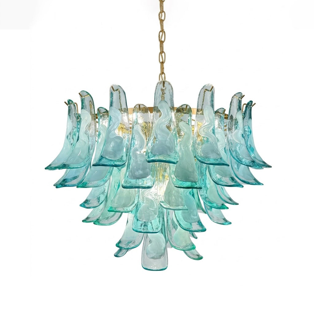 Aqua Glass Petal Chandelier