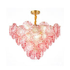 Pink Swirl Glass Disc Chandelier