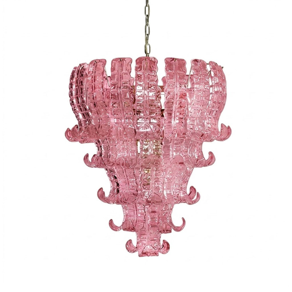 Pink Ribbon Glass Tiered Chandelier