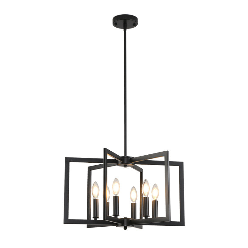 Pinwheel  Square Cage Chandelier