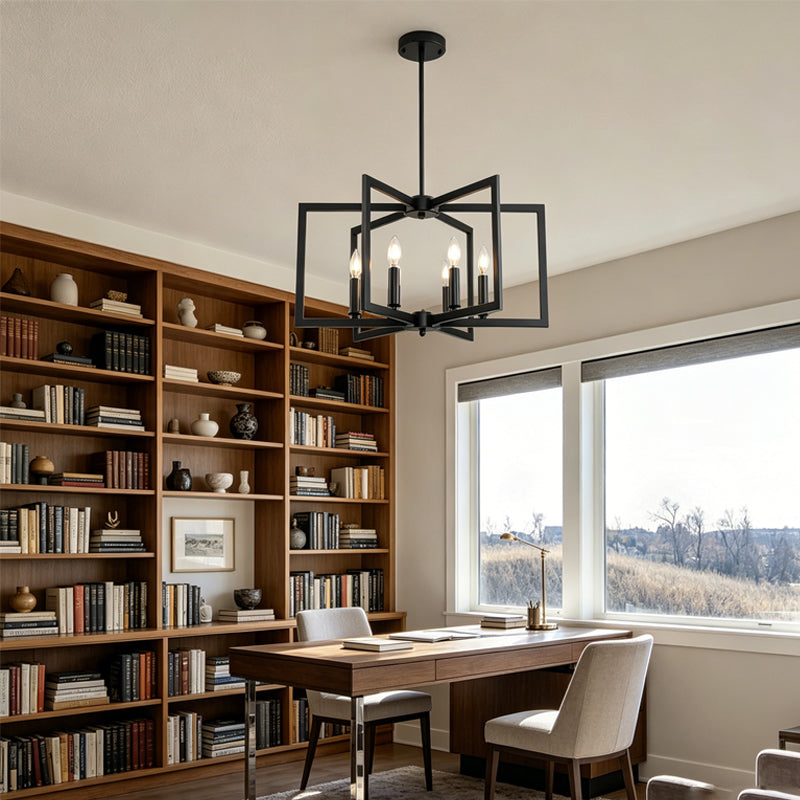 Pinwheel  Square Cage Chandelier