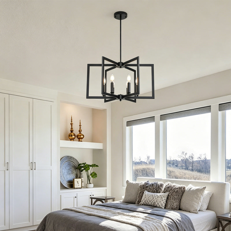 Pinwheel  Square Cage Chandelier