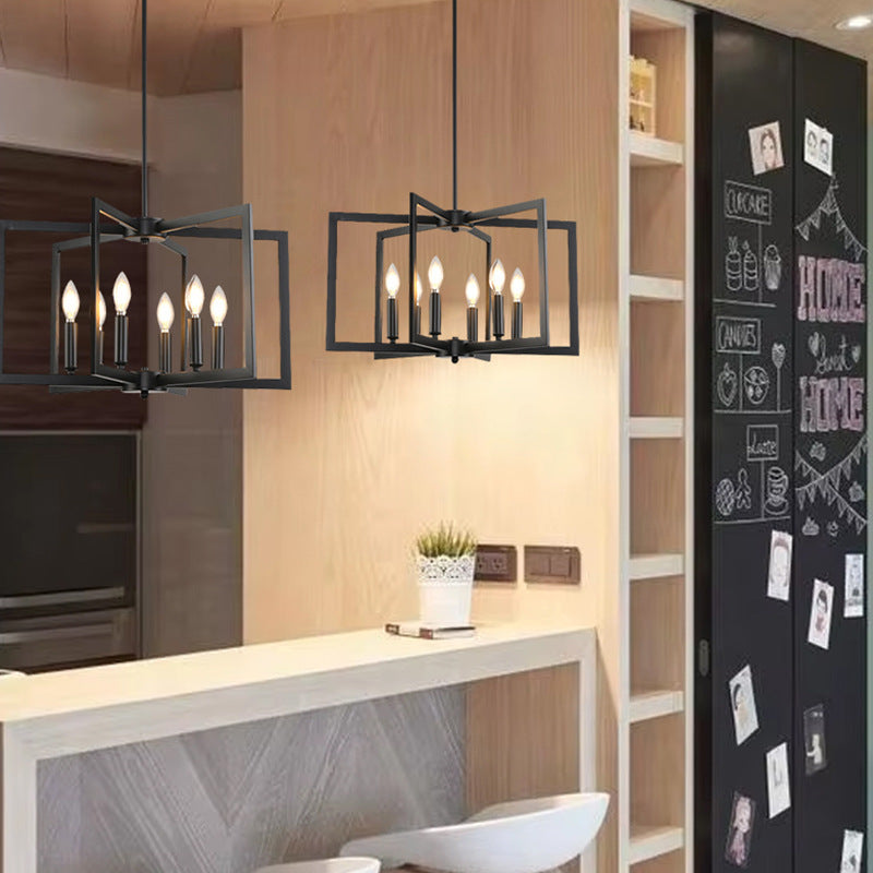 Pinwheel  Square Cage Chandelier