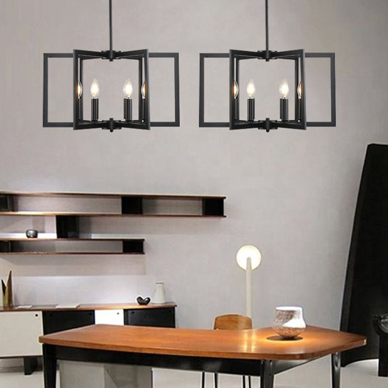 Pinwheel  Square Cage Chandelier