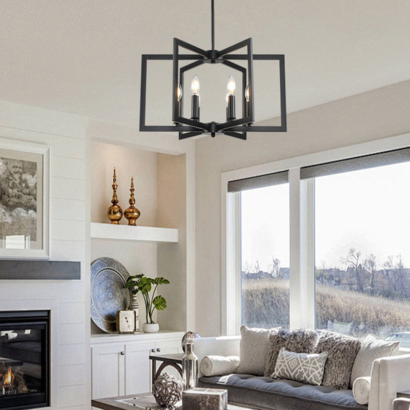 Pinwheel  Square Cage Chandelier