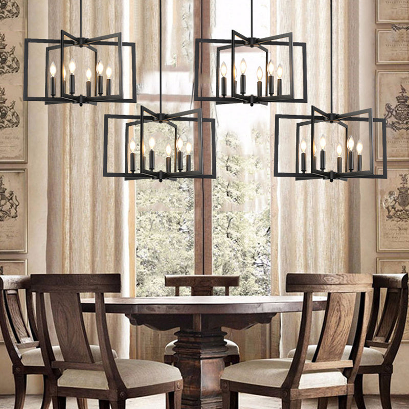 Pinwheel  Square Cage Chandelier