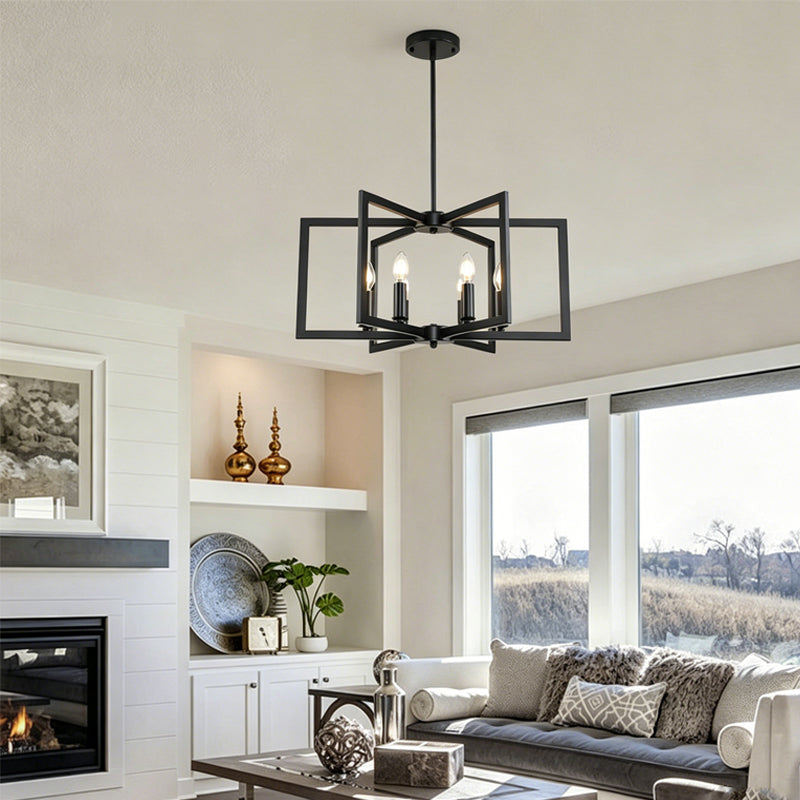 Pinwheel  Square Cage Chandelier