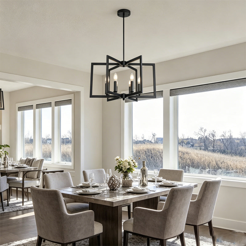 Pinwheel  Square Cage Chandelier