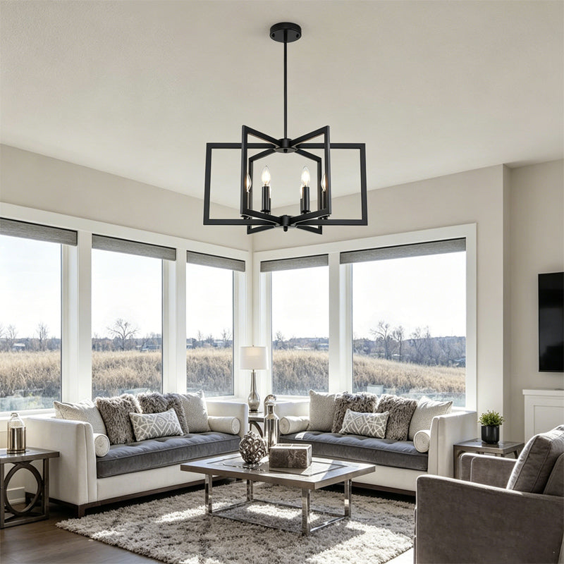 Pinwheel  Square Cage Chandelier