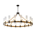 Rope-Wrapped Wagon Wheel Chandelier