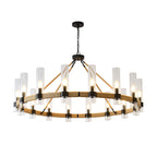 Rope-Wrapped Wagon Wheel Chandelier