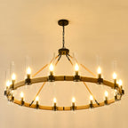 Rope-Wrapped Wagon Wheel Chandelier