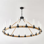 Rope-Wrapped Wagon Wheel Chandelier