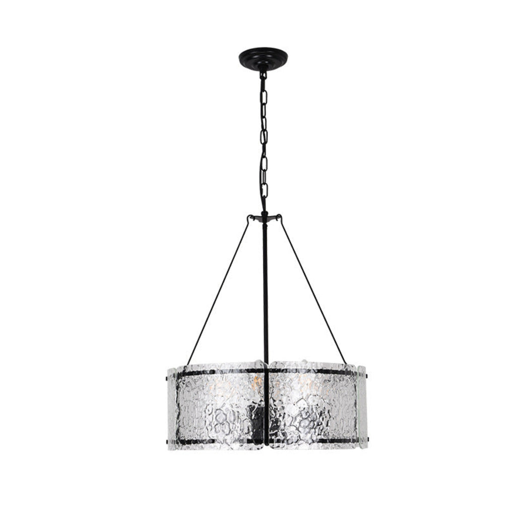 Textured Glass Drum Chandelier
