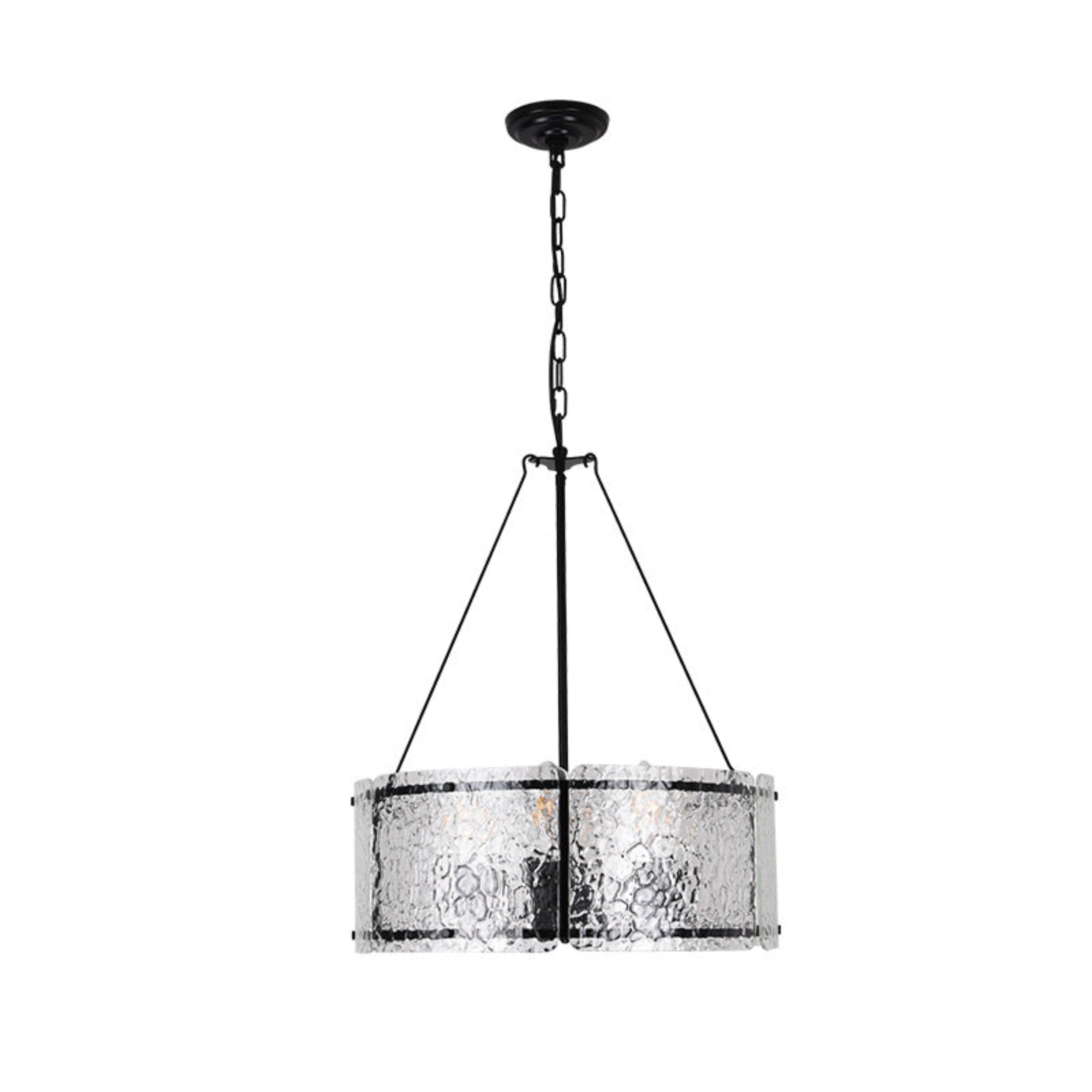 Textured Glass Drum Chandelier