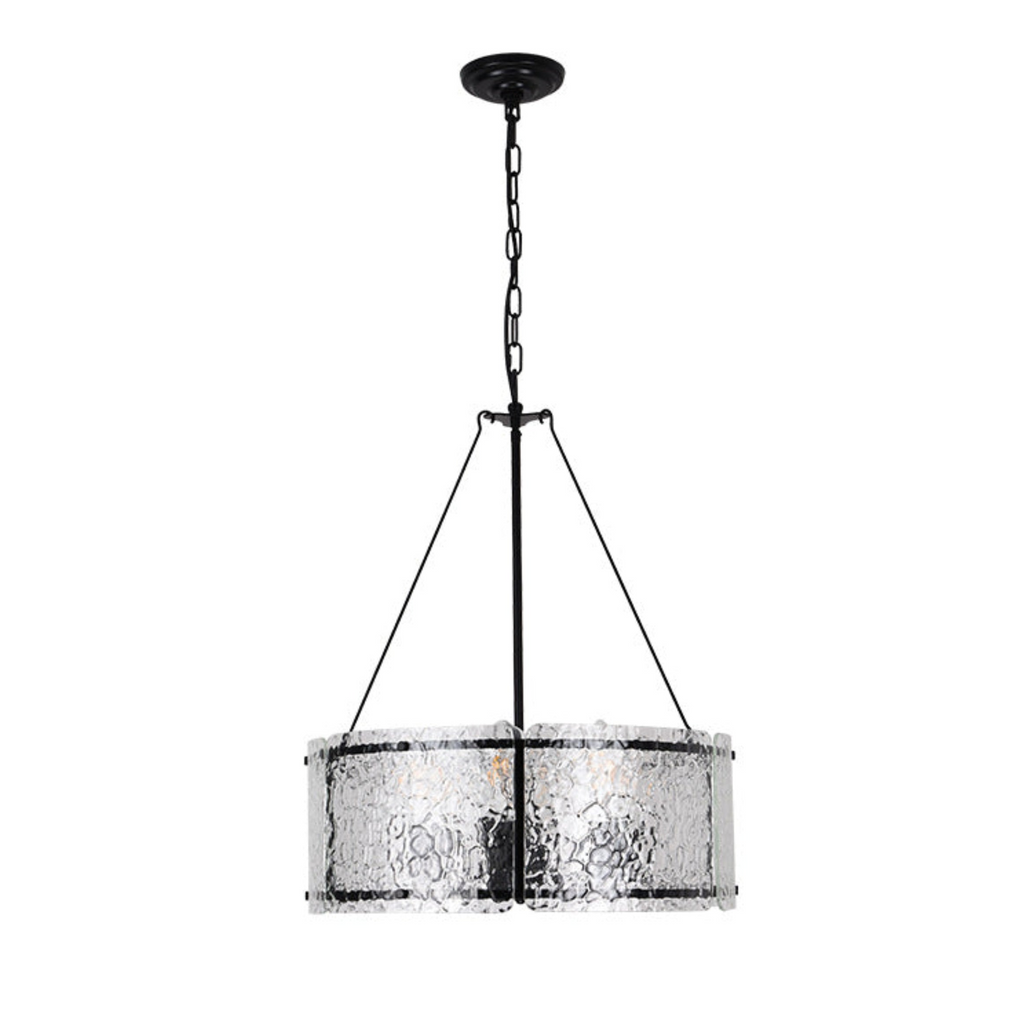 Textured Glass Drum Chandelier