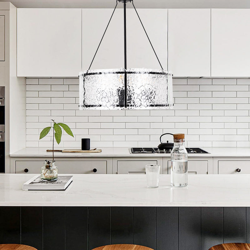 Textured Glass Drum Chandelier