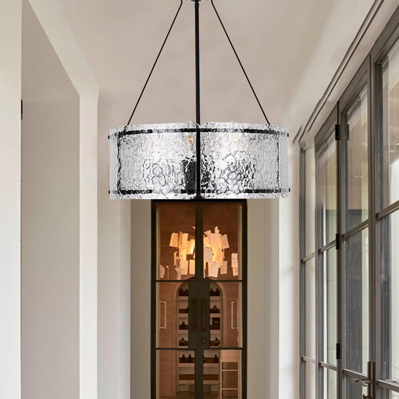 Textured Glass Drum Chandelier