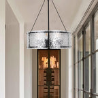 Textured Glass Drum Chandelier