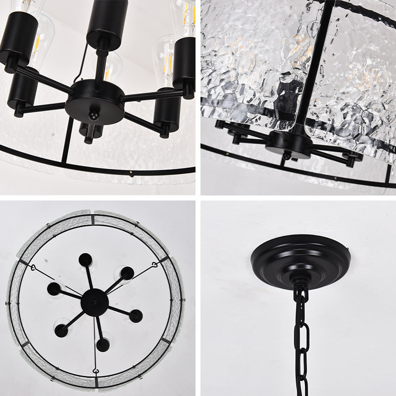 Textured Glass Drum Chandelier