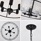 Textured Glass Drum Chandelier