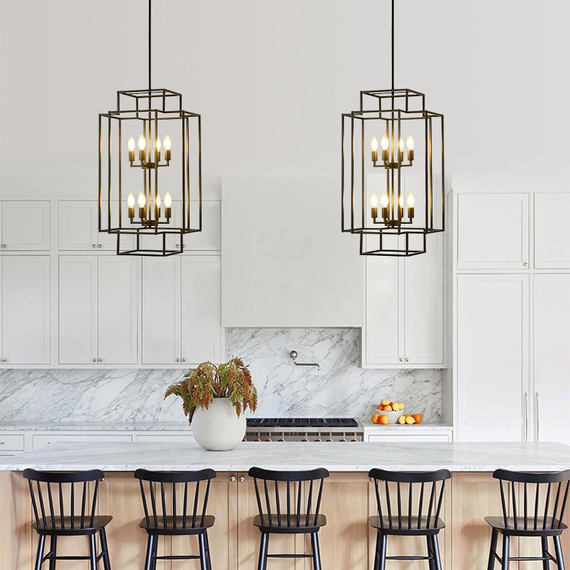 Tiered Square Cage Chandelier