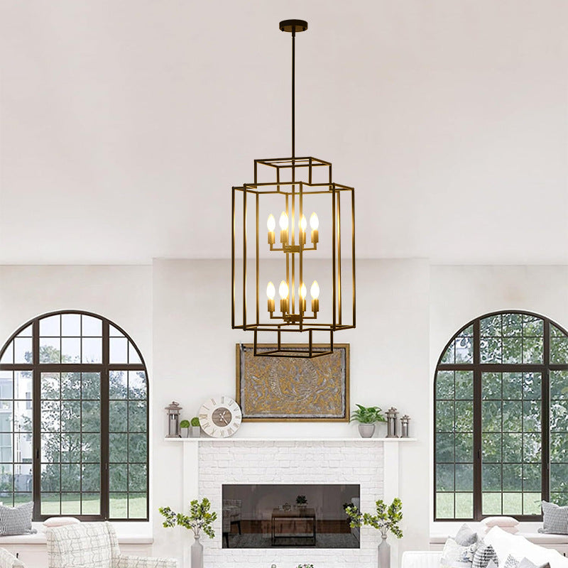 Tiered Square Cage Chandelier