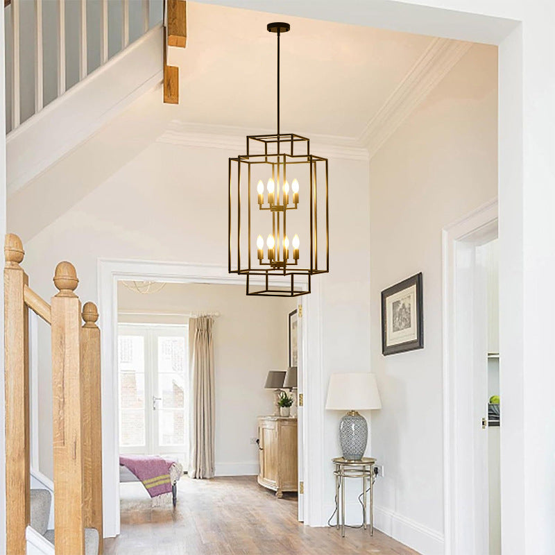 Tiered Square Cage Chandelier