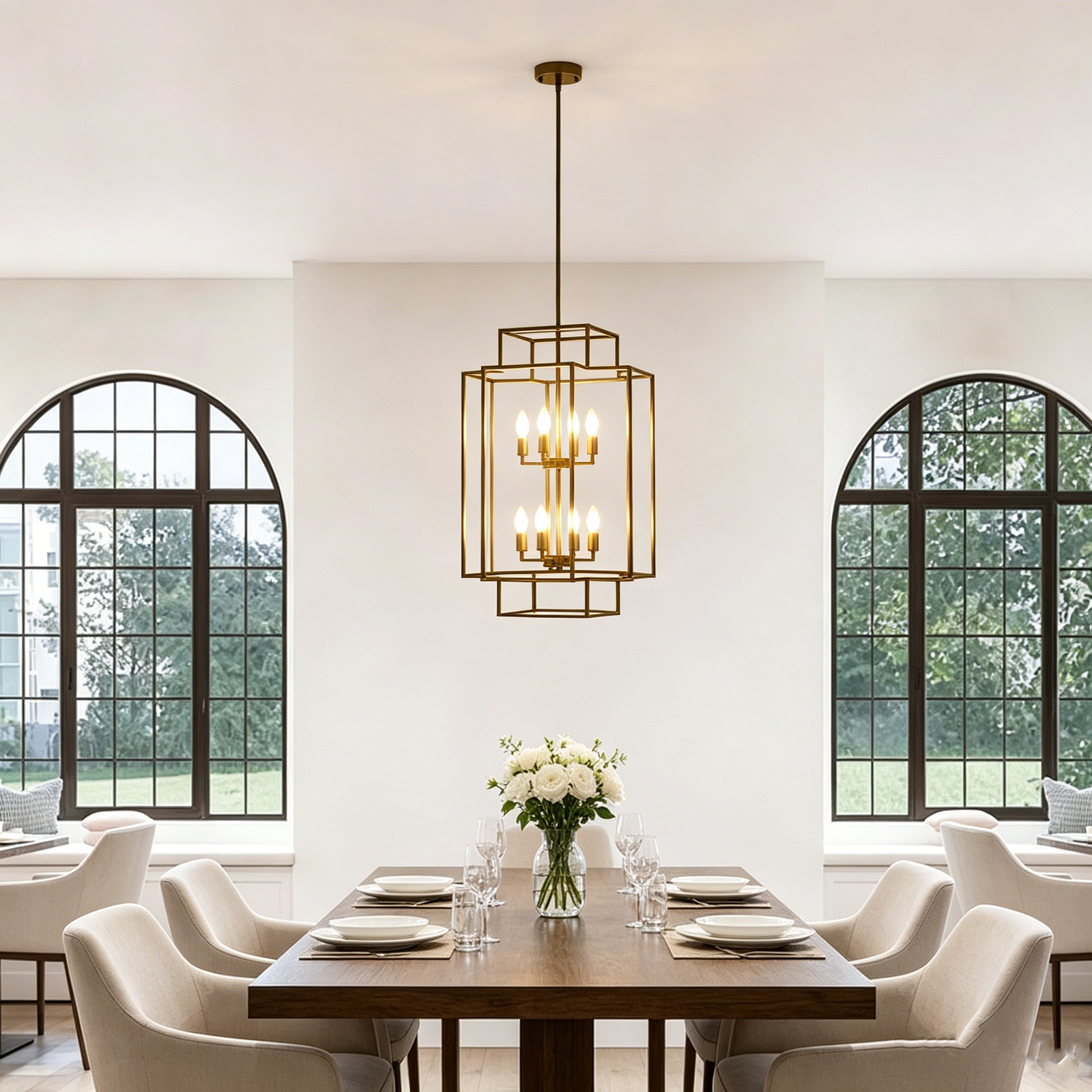 Tiered Square Cage Chandelier