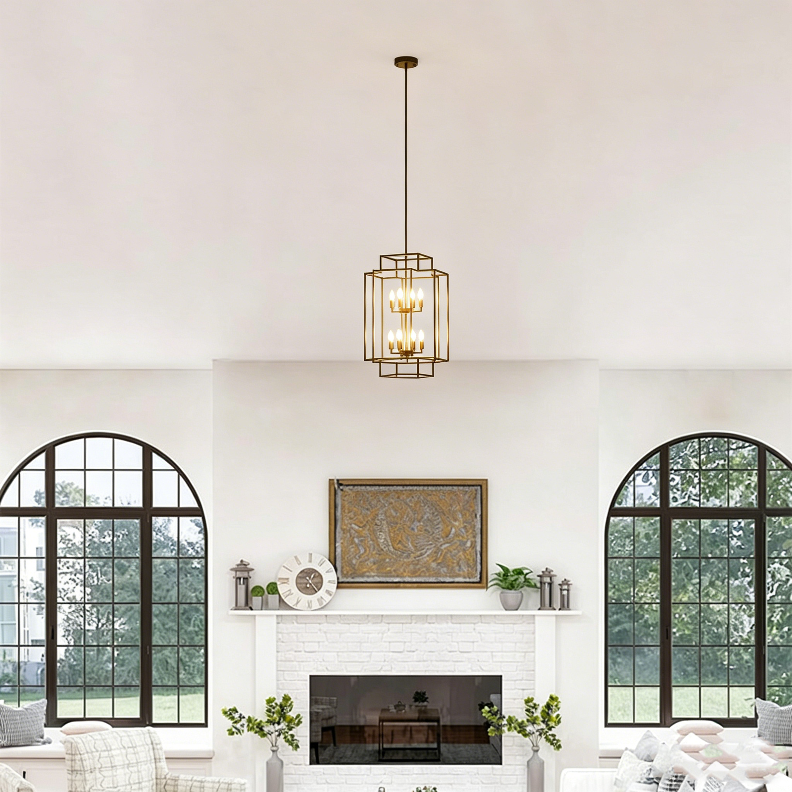 Tiered Square Cage Chandelier