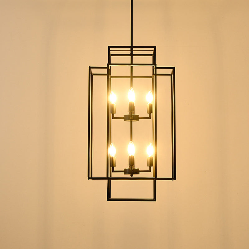 Tiered Square Cage Chandelier