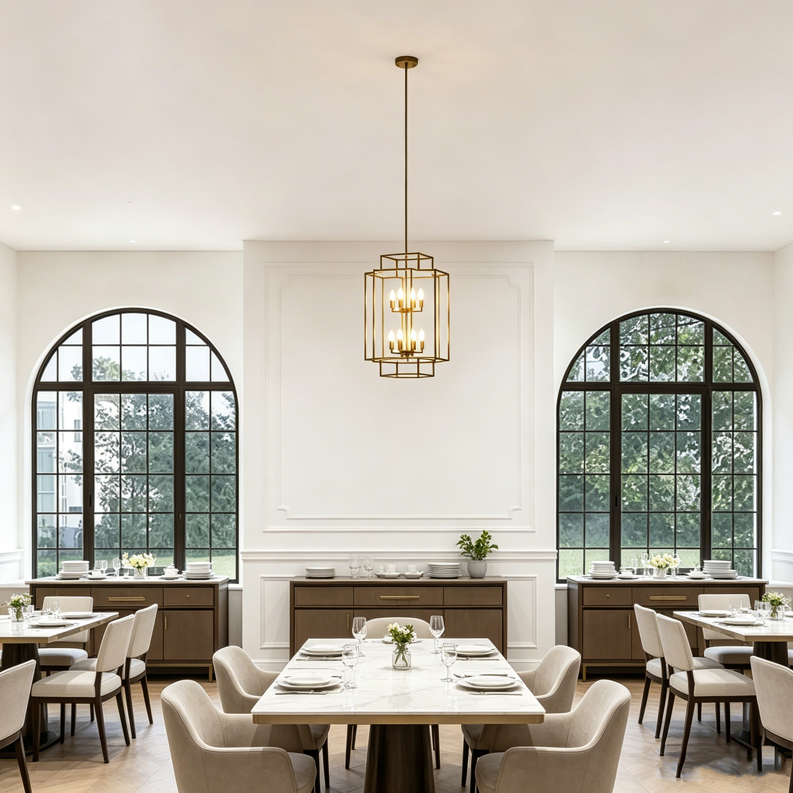 Tiered Square Cage Chandelier