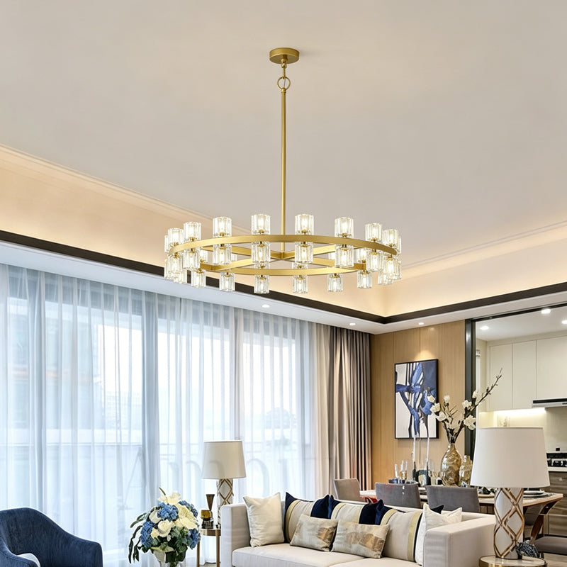 Two-Tier Crystal Wagon Wheel Chandelier