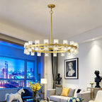 Two-Tier Crystal Wagon Wheel Chandelier