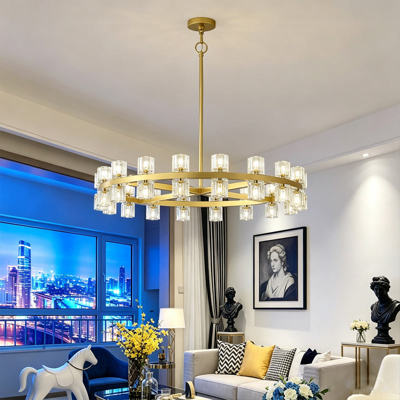 Two-Tier Crystal Wagon Wheel Chandelier