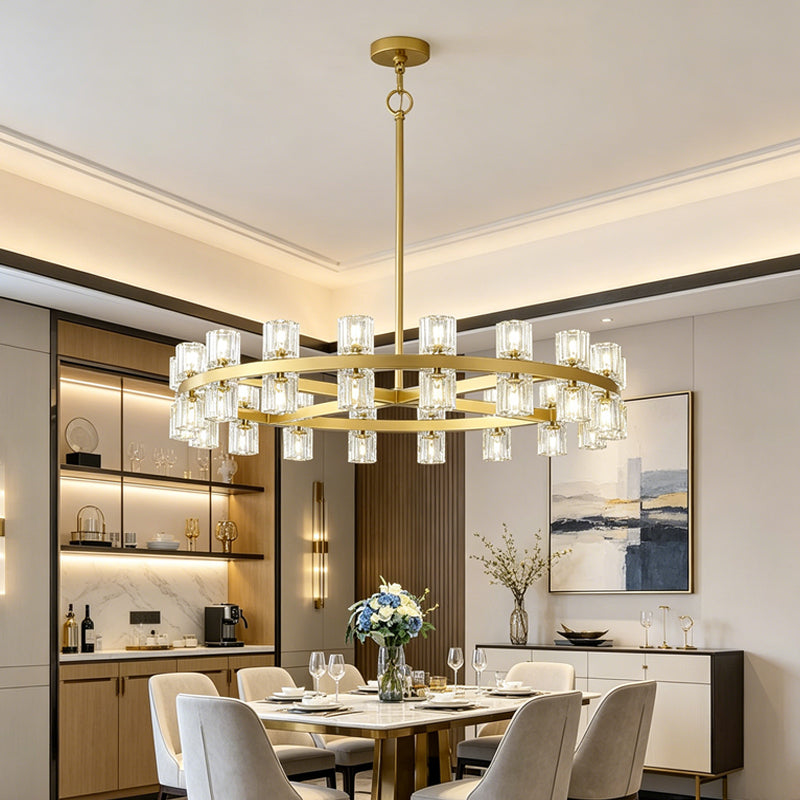Two-Tier Crystal Wagon Wheel Chandelier
