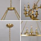 Vintage Candle Wagon Wheel Chandelier