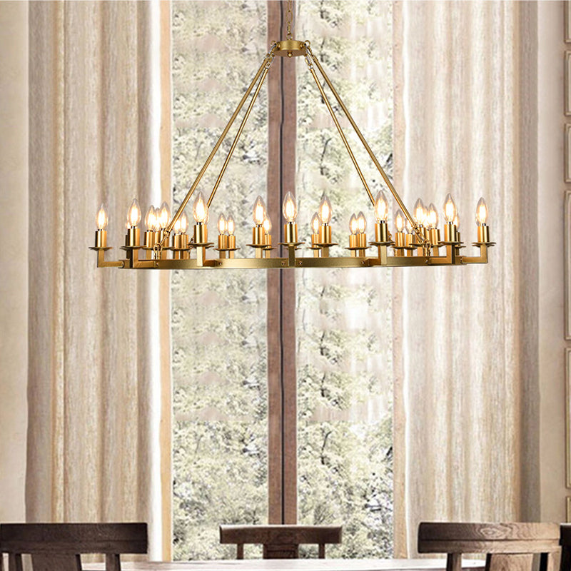 Vintage Candle Wagon Wheel Chandelier