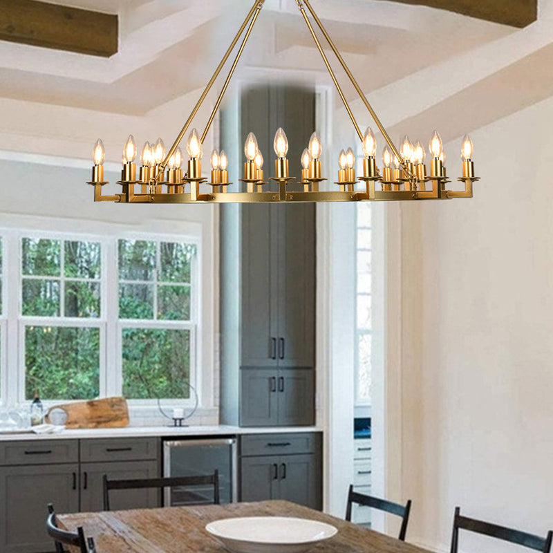 Vintage Candle Wagon Wheel Chandelier