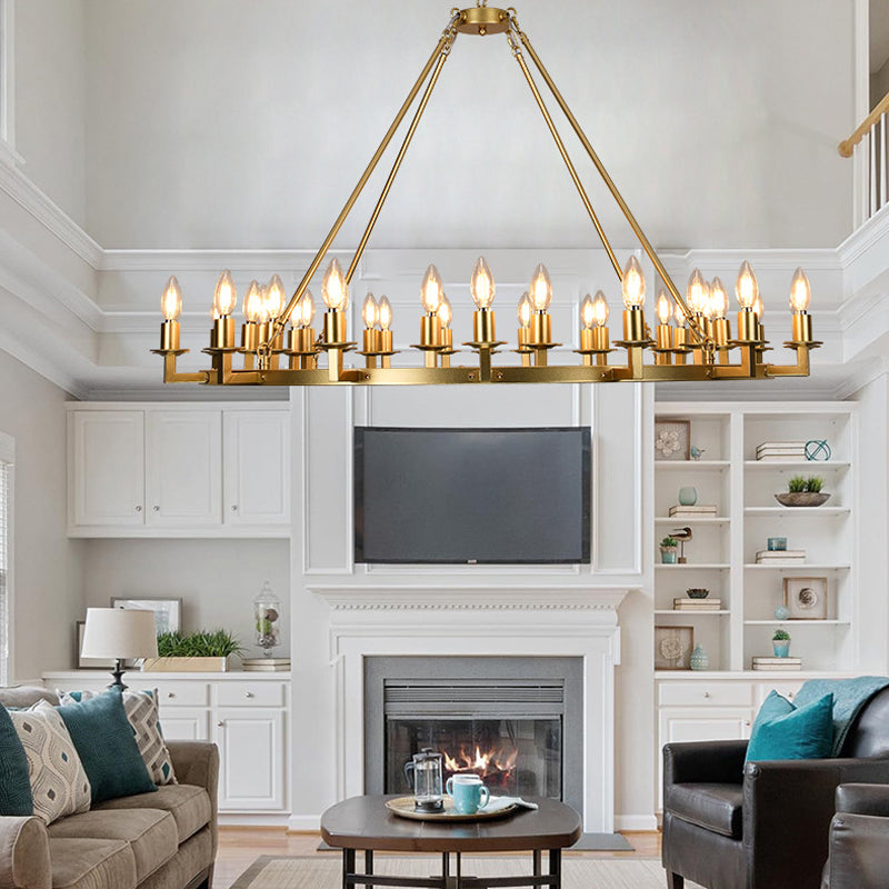 Vintage Candle Wagon Wheel Chandelier