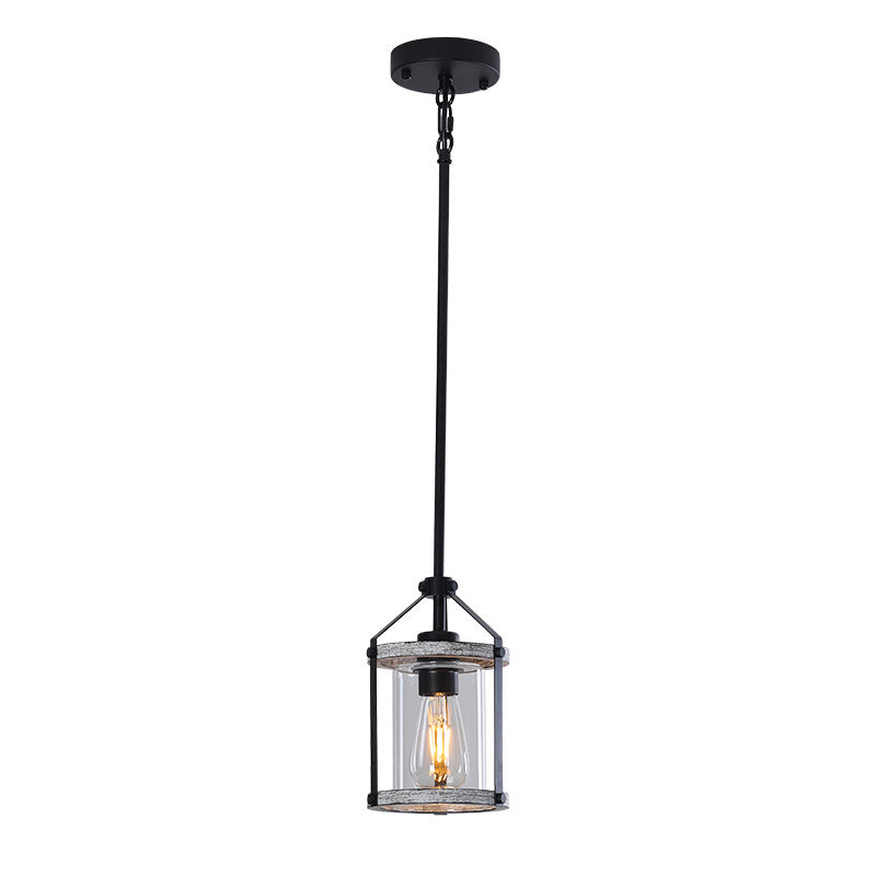 Whitewashed Cage Glass Pendant Light