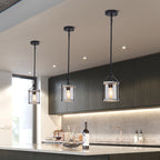 Whitewashed Cage Glass Pendant Light