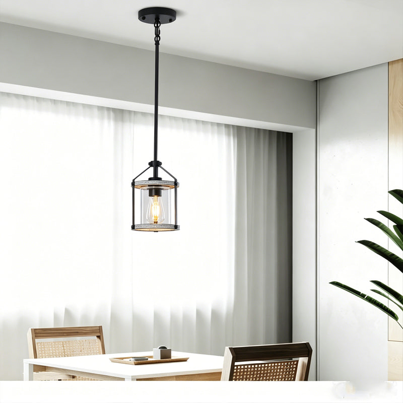 Whitewashed Cage Glass Pendant Light