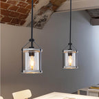 Whitewashed Cage Glass Pendant Light