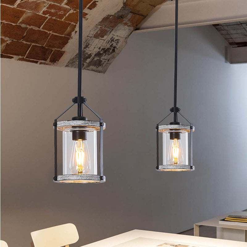 Whitewashed Cage Glass Pendant Light