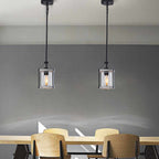 Whitewashed Cage Glass Pendant Light