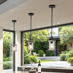 Whitewashed Cage Glass Pendant Light